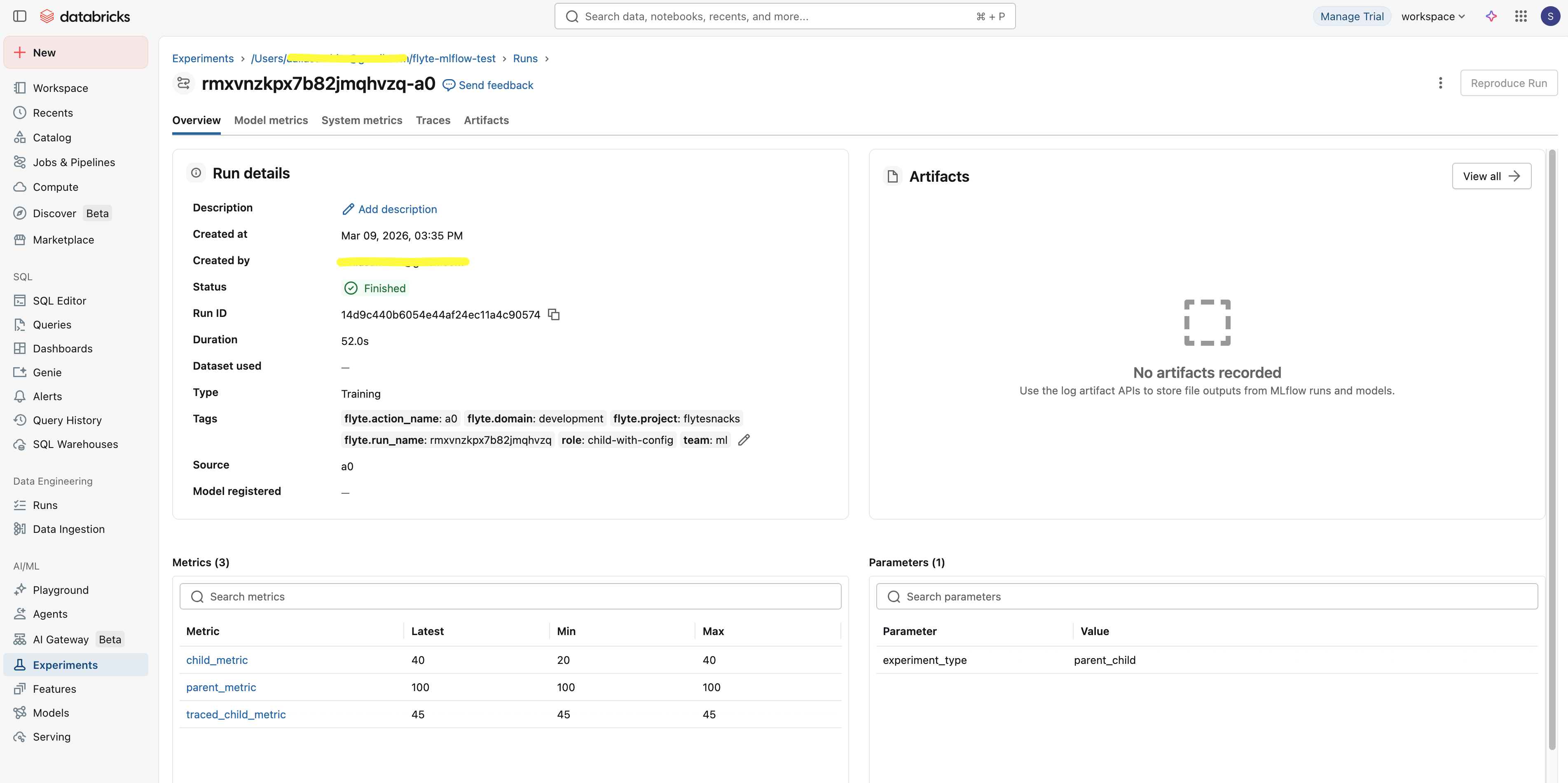 Mlflow UI